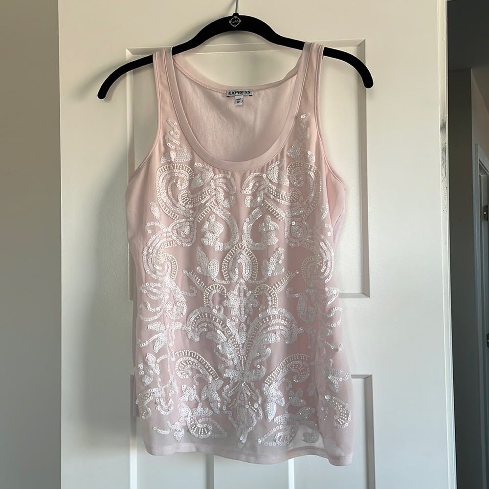 Express Beaded Pink Tank Top - XS
